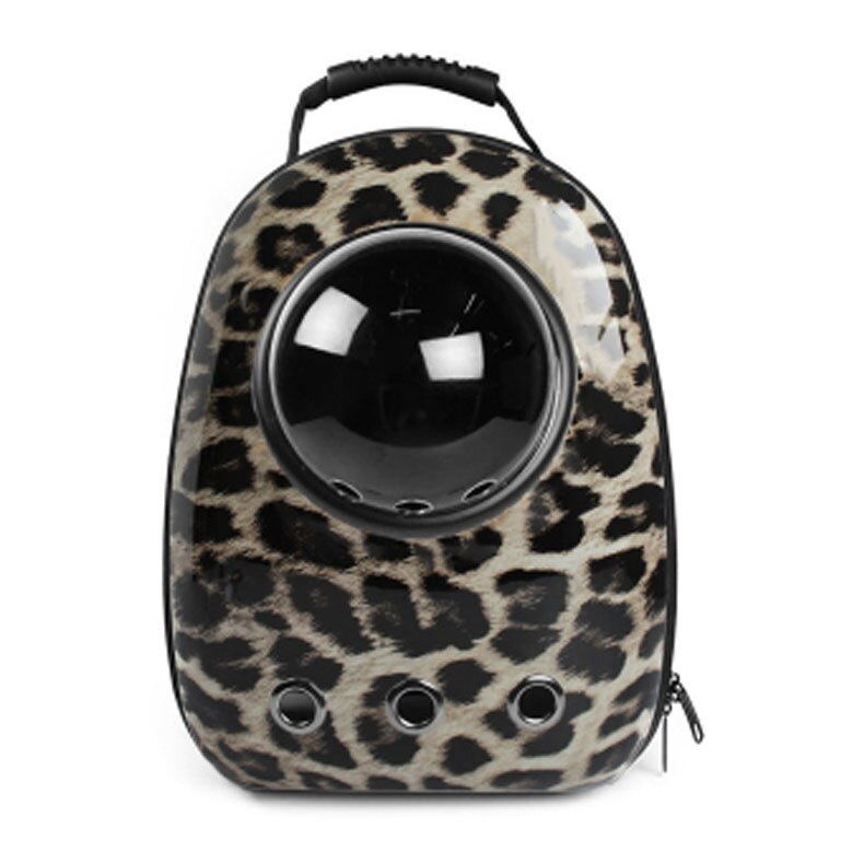 Outdoor Astronaut Bubble Portable Window Cat Travel Bag Breathable Space Capsule Carrier Pet Backpack For Cat Dog: Leopard