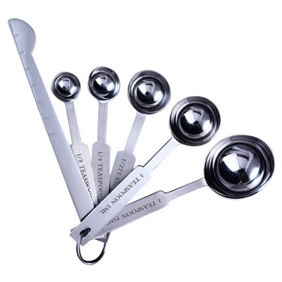 Maatbekers Stapelbaar Keuken Maatlepel Set Rvs Eetlepels Thuis Maatbekers En Lepels Set: 6pcs measuring Spoon