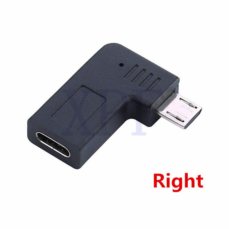 Venstre høyre vinkel micro usb hann til type-c hun til microusb hann 90 graders type c ladningsadapter micro usb usbc omformer