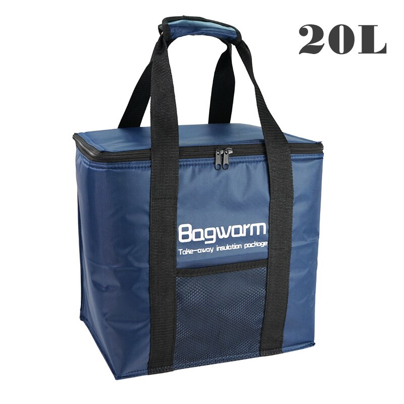 20L Opvouwbare Koeltas Dikker Aluminiumfolie Thermische Zak Voedsel Draagbare Picknick Lunch Thermo Cooling Isolatie Functionele Zakken: Navy