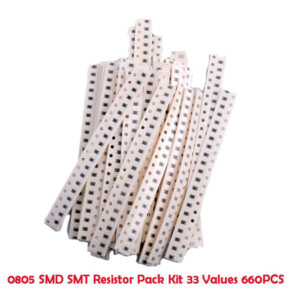 660Pcs 33 Values 1206 0805 0603 SMD Resistor Kit Assorted Kit 1ohm-1Mohm 1% 33values x 20pcs = 660pcs Sample Kit: 0805