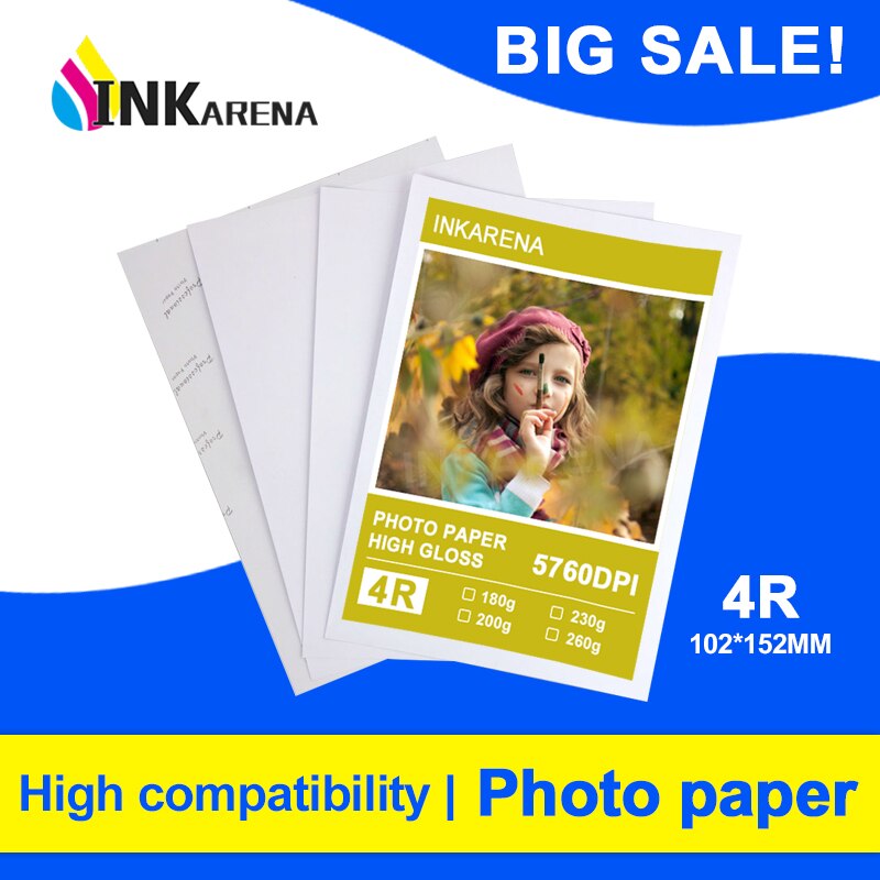 INKARENA 100 Blätter 4R hoch glänzend Foto Papier Für Inkjet Drucker Foto Studio Fotografen Bildgebung Druck Papier 6 zoll