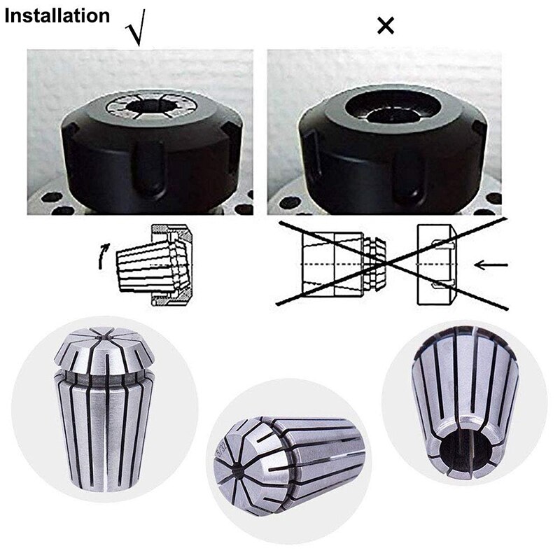 Er11 Collet Set,15Pcs Er11 1-7Mm Spring Chuck Collet with Er11 5Mm Extension Rod Holder Collet Cnc Milling Lathe Tool Set for Wo