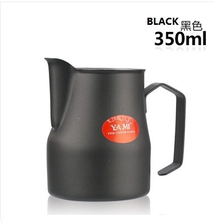 1pc 350ml/12oz 5 farvet motta stil teflon nonstick belægning rustfrit stål mælkekande / kande skummende kande latte kunst til barista: Sort