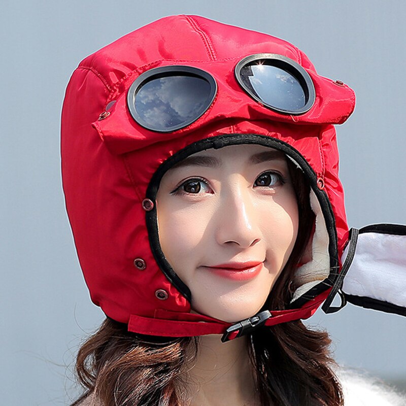 Varm hat kvinder vinter skihue udendørs ridebriller hat forældre-barn vindtæt ørebeskyttelsescykelhat plus fløjl tykkere: 01