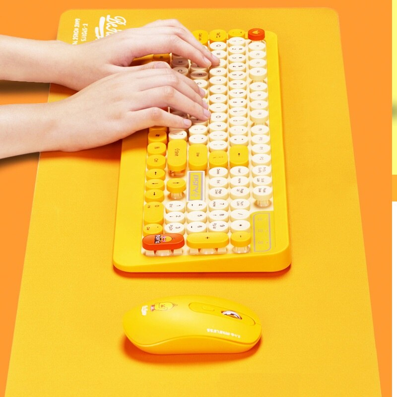 Cartoon Wireless Keyboard and Mouse Set 1600dpi 10 Meters Distance 2.4G