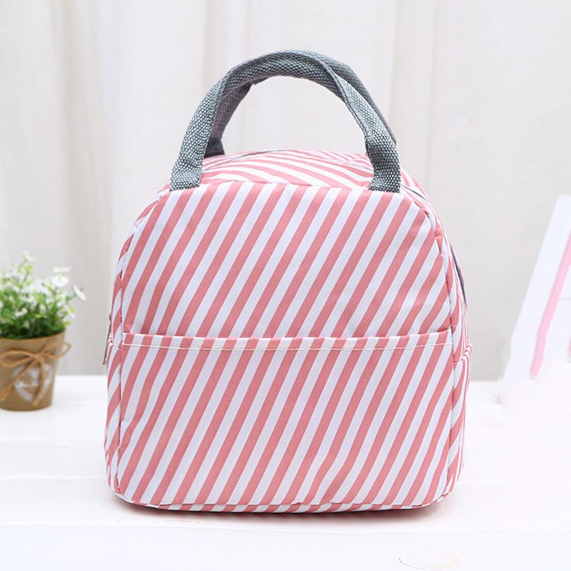 1 pçs cervos impresso sacos de refrigerador à prova dnylon água náilon portátil zíper térmico oxford almoço sacos caixa para as mulheres conveniente sacola de alimentos: Pink 03