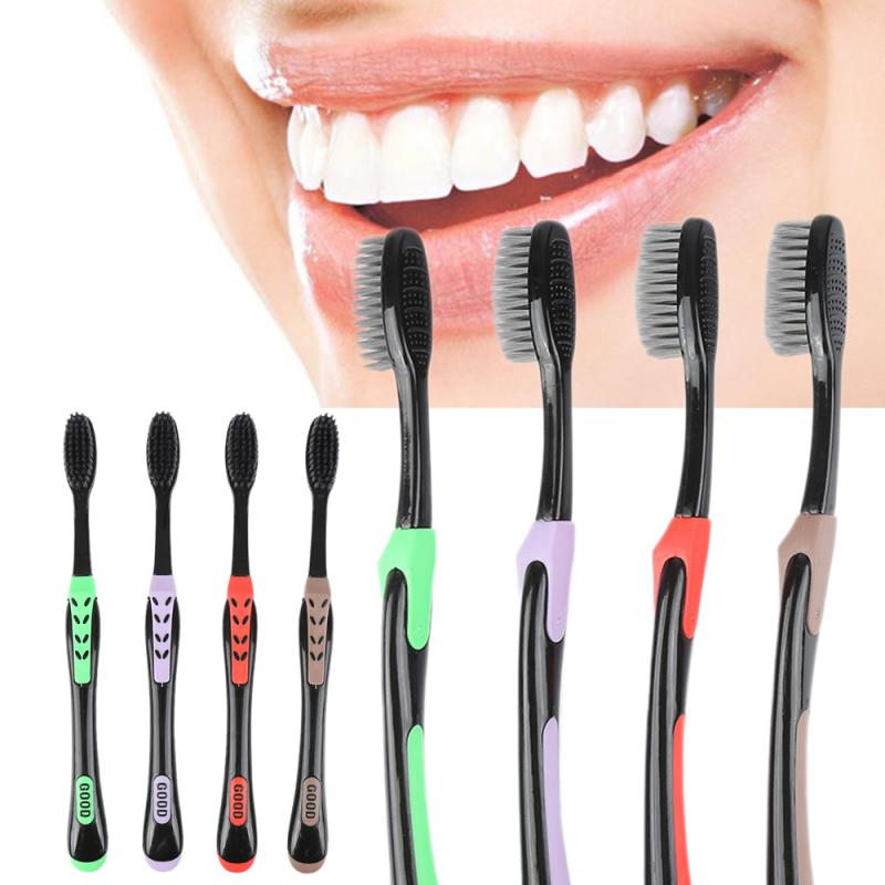 4 Stuks Zachte Tandenborstel Bamboe Houtskool Tandenborstel Zwarte Tandenborstel Draagbare Milieuvriendelijke Tanden Borstel Dagelijks Reizen Tandenborstel