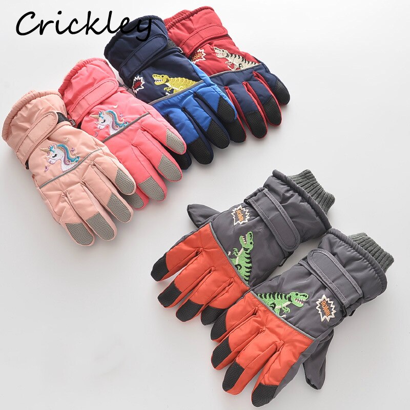Vliegtuig Print Winter Jongens Meisjes Handschoenen Waterdicht Antislip Dikke Warme Kids Wanten Skiën Sneeuw Sport Kinderen Handschoenen