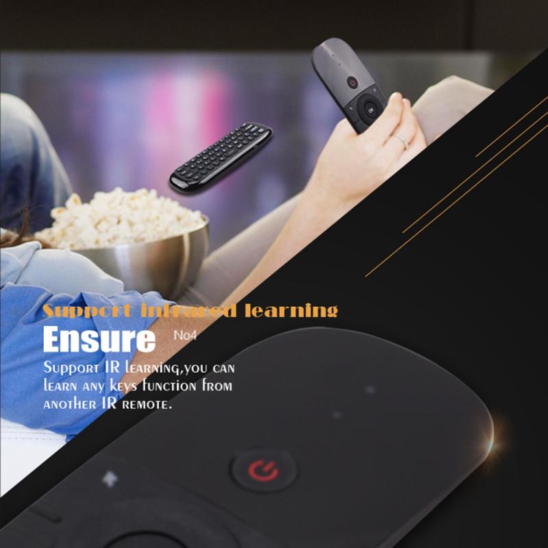 Wechip W1 teclado inalámbrico Air Mouse TV Control remoto infrarrojo aprendizaje 6-Axis detección de movimiento para Android TV Box Laptop PC
