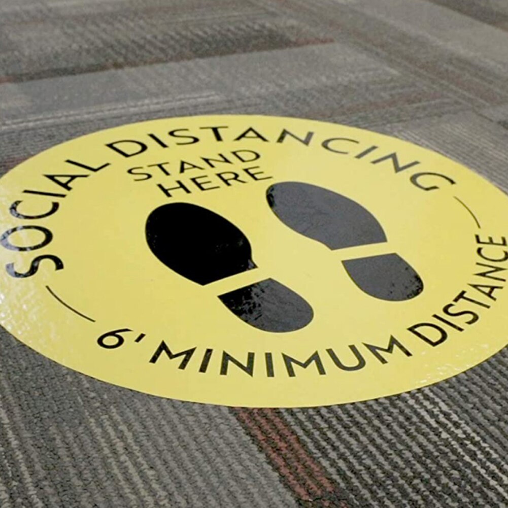 5pcs Social Distancing Floor Decal Foot Distance Anti-Slip Commercial Grade Safety Distance Signs Marker Ground Stickers
