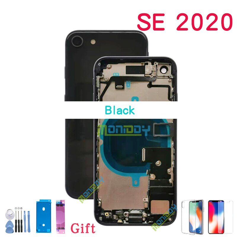 AAA Full Back Cover For iphone SE SE2 Housing Battery Door Middle Chassis Frame Housings Assembly Door Rear with Flex Cable
