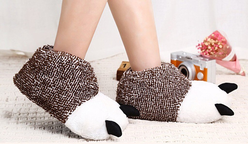 Winter Warm Soft Indoor Floor Funny Slippers Women Men Children Shoes Paw Animal Christmas Monster Dinosaur Claw Plush Home