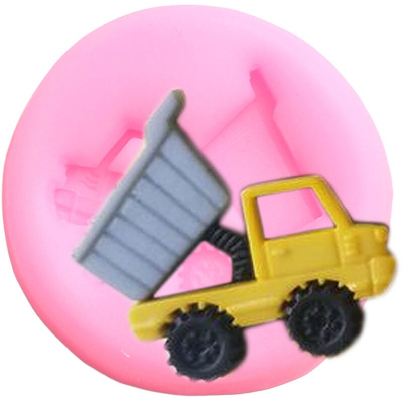 Bulldozer de silicona, moldes de grúa, camión de construcción, herramientas de decoración de pasteles de Fondant de Chocolate, accesorios para hornear magdalenas de de bebé