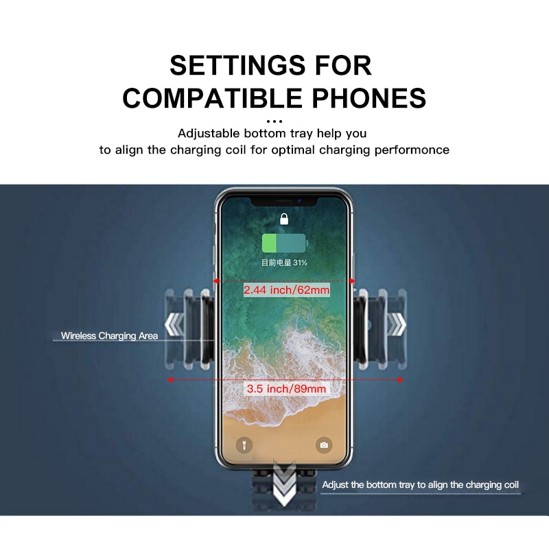 IONCT 10W Schnelle Drahtlose Auto Ladegerät Halterung Für IPhone 11 XS XR X 8 Qi Lade stehen Schwerkraft Auto telefon Halter für Samsung S10 S9