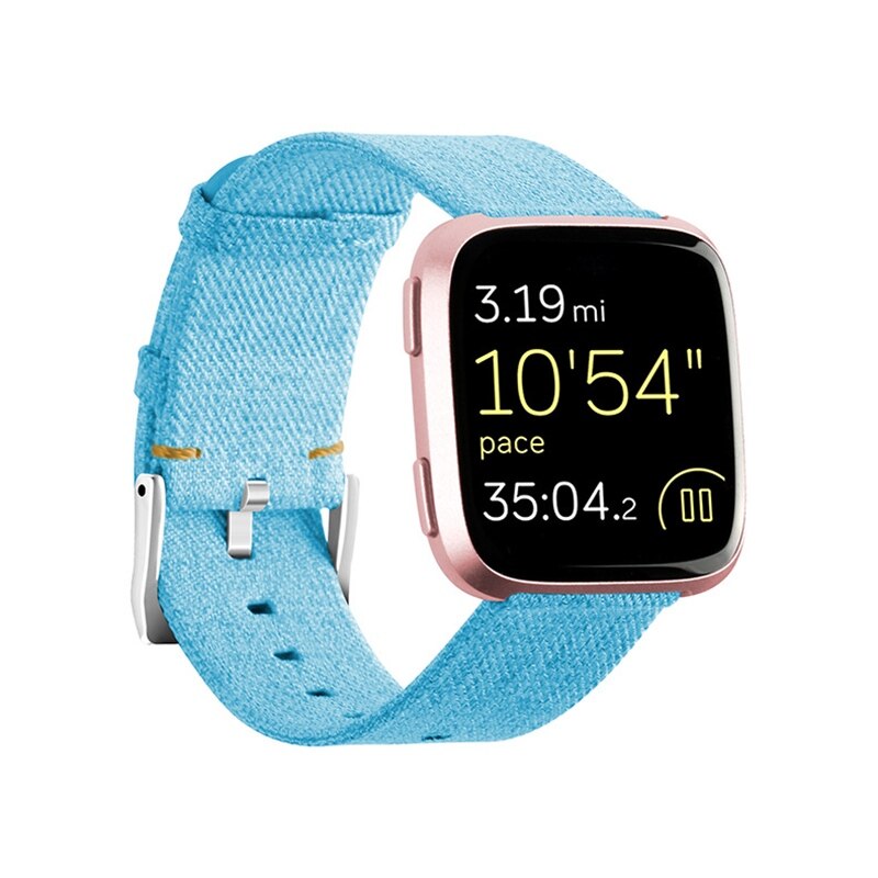 Lerretstropp til fitbit versa bånd erstatning stabil klokkerem på passe bit versa 2 vesa lite armbånd smart armbånd pulseira: Blå
