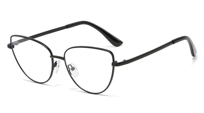 Kachawoo-gafas graduadas para mujer, lentes ópticas de metal, negro, dorado, retro, Ojo de Gato, accesorios para mujer, lente transparente: black with clear