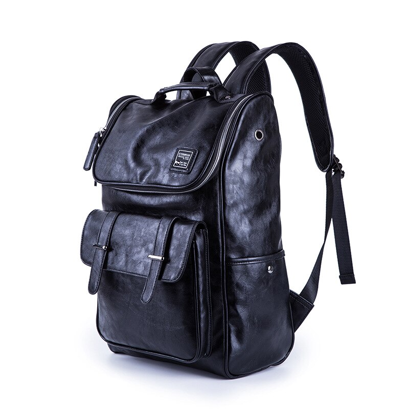 Leather Laptop Backpack for men Business Waterproof Travel Backpack High School Student Bag College Boys Backpack