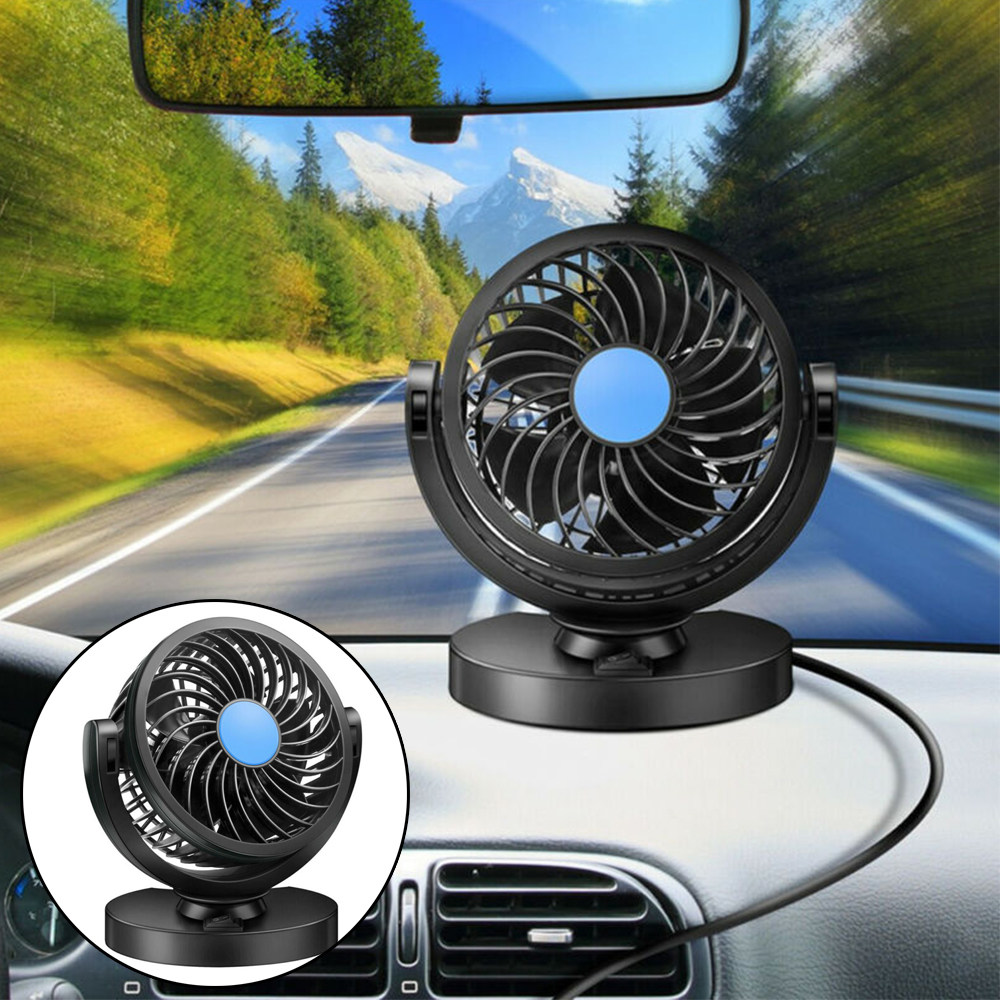 12V Mini Electric Car Fan Single Head Speed Cooling Air Circulator 360 Rotation Eco-friendly ABS Material Air Cooler Fan