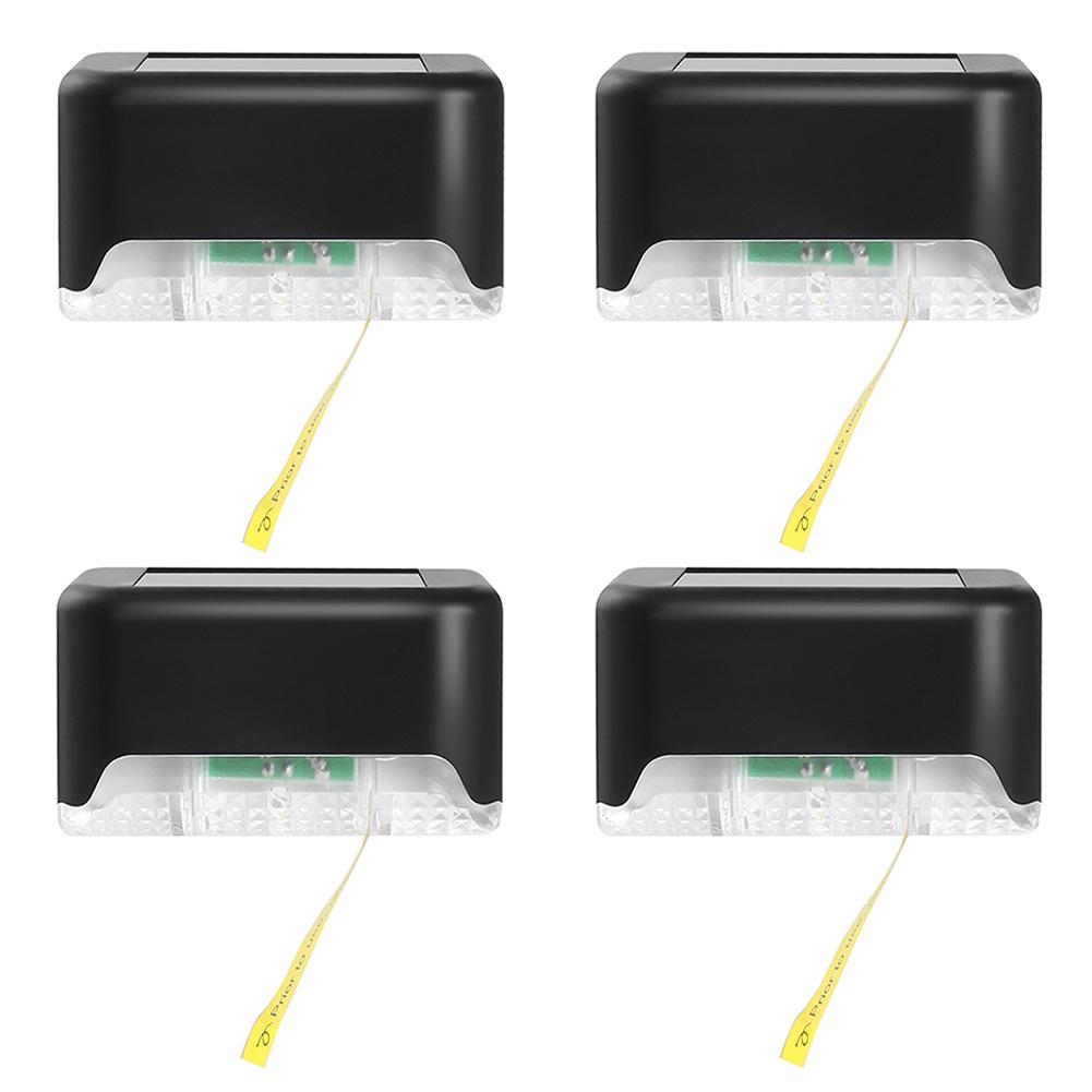 4Pcs LED Solar Lamp Path Stair Outdoor Waterproof Wall Light Garden Landscape Step Stair Deck Lights Balcony Fence Solar Light: RGB Black
