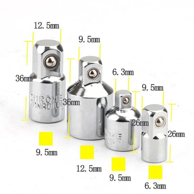 4 kpl räikkäavain hylsy adapteri vähennysmuunnin sarja 1/2 "  to 3/8 "  to 1/4 " käsityökalusarja crv steel