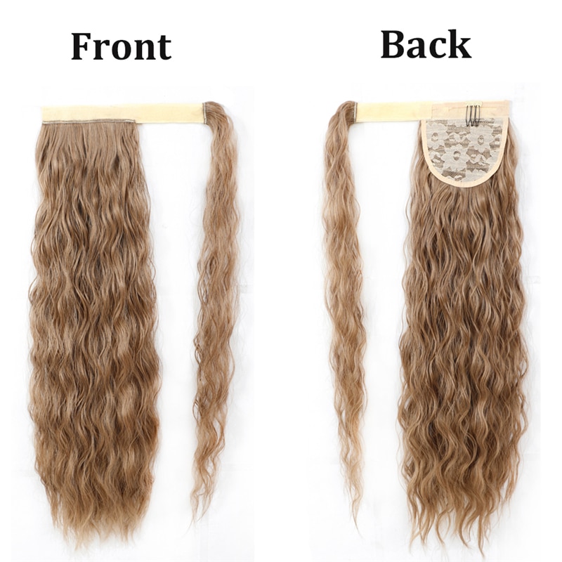 Lanyi extensión de cola de caballo sintética para mujeres envuelve alrededor de Magic Past Yaki Cola de Caballo de maíz onda Clip en la Ondulado Natural del pelo