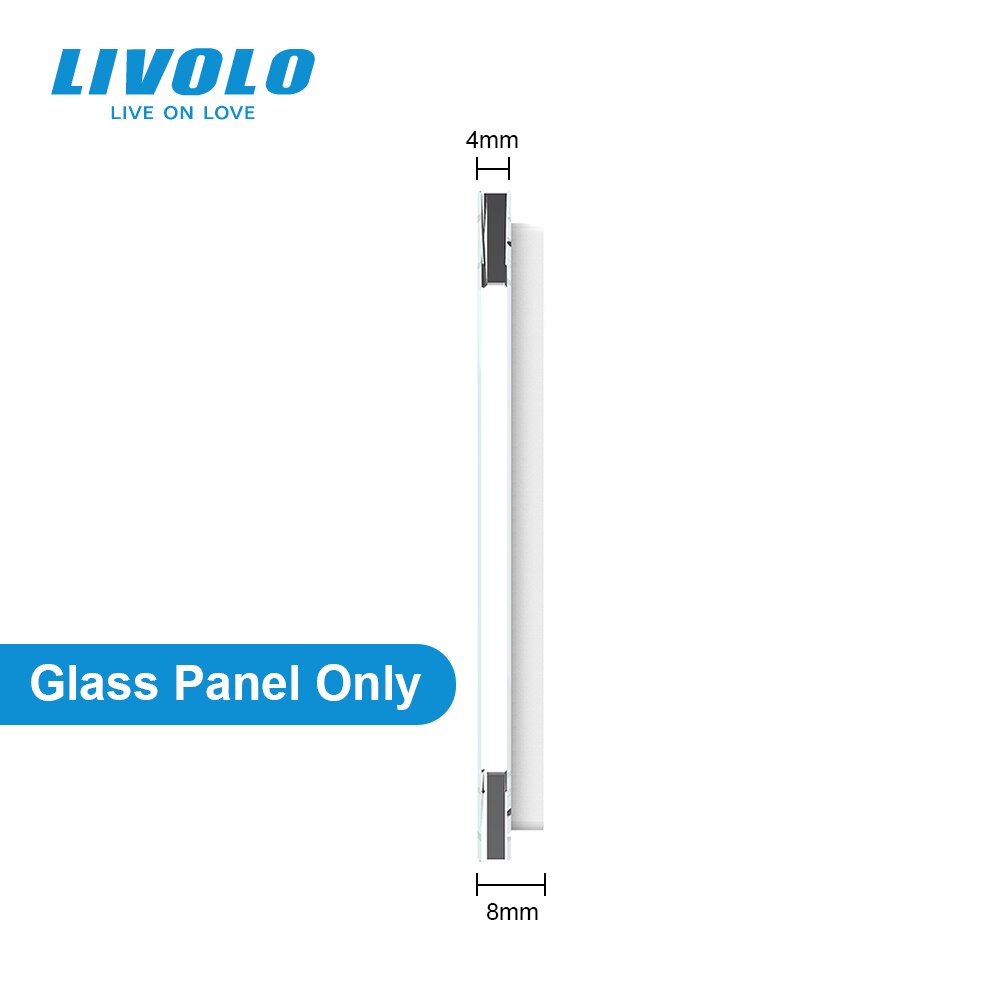 Livolo luxo branco pérola vidro de cristal, padrão da ue, único painel de vidro para 2 gang interruptor de toque parede, VL-C7-C2-11 (4 cores)