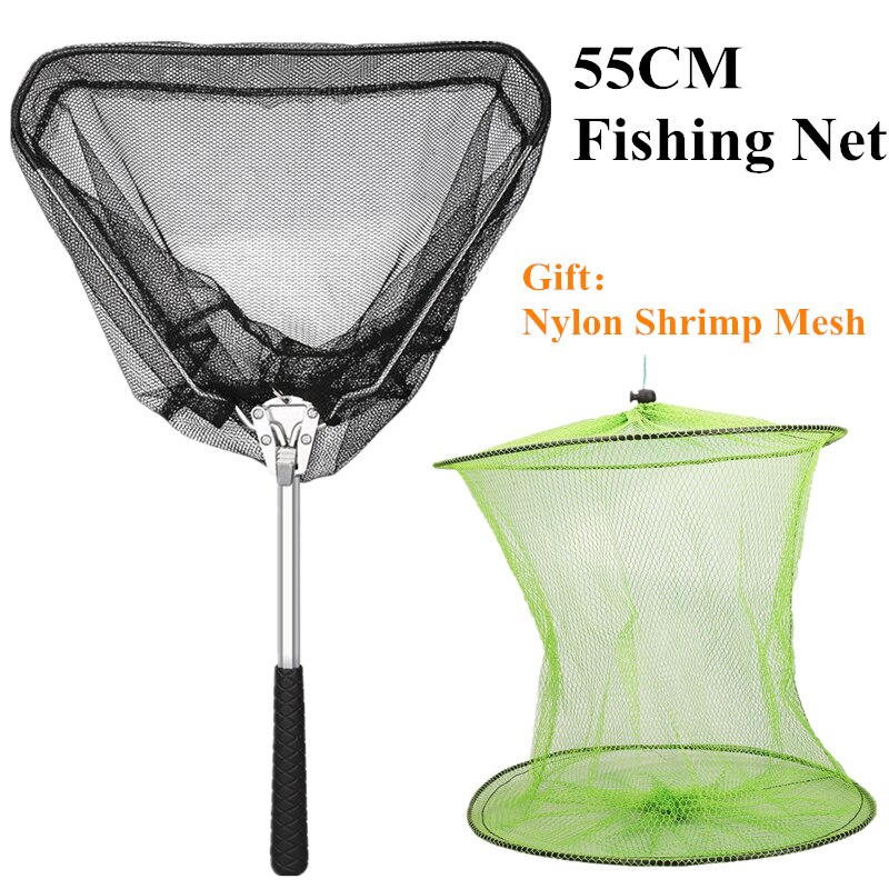 Telescoping Fishing Net Retractable Aluminum Alloy 130/155/190cm Fish Net Pole Foldable Landing Net With Nylon Shrimp Mesh: 55CM Hand Net