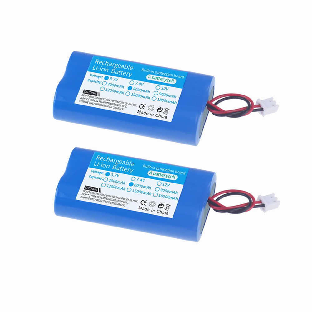 3,7 V 18650 lithiumbatterijpak 6000 Oplaadbare batterijgroep met XH2.54-2p-stekker voor bewakingsapparatuur, beschermingsbord: GRIJS