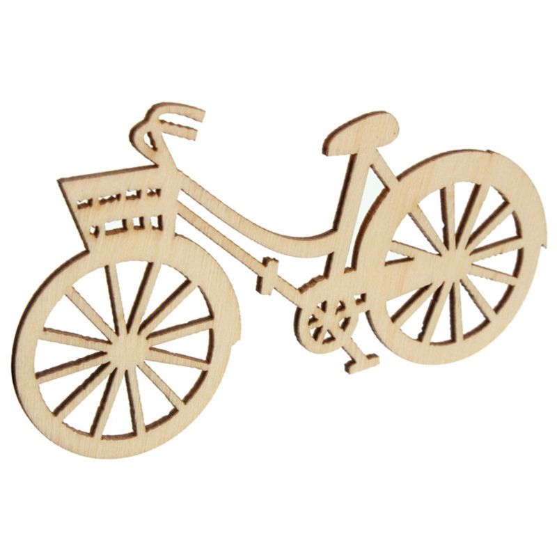 10 stücke Holz Fahrrad Fahrrad Ausschnitt Furniere Scheiben DIY basteln Ornament Thema Hochzeit Hause Dekoration