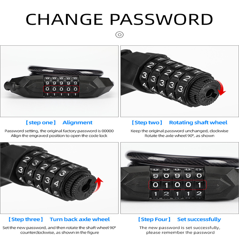 Anti-Diefstal Fietsslot 5 Cijferige Code Combinatie Rvs Kabel Fiets Security Lock Apparatuur Mtb Fietsslot