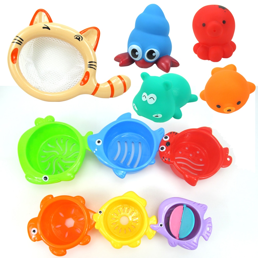 11 pezzi colorati animali bagno doccia impilabile tazza bambini bagnetto acqua gioco giocattolo