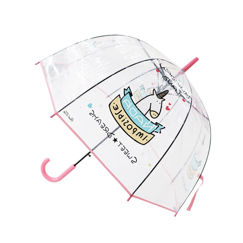 Paraguas con unicornio para niños, paraguas transparente, Apollo, semiautomático, pingüino de dibujos animados