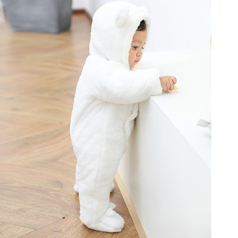 Pasgeboren Baby Kleding Jongens Cartoon Leuke Rompertjes Baby Baby Meisjes Roze Voet Fleece Jumpsuit Winter Dikke Rompertjes Uitloper