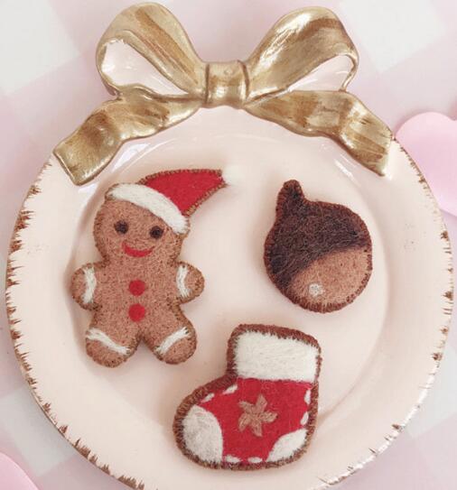 Kit de biscuits pour l'arbre de noël | Laine à aiguilles, feutre aiguille, broche de feutrage, artisanat brodé à la main, bricolage: Christmas cookie man