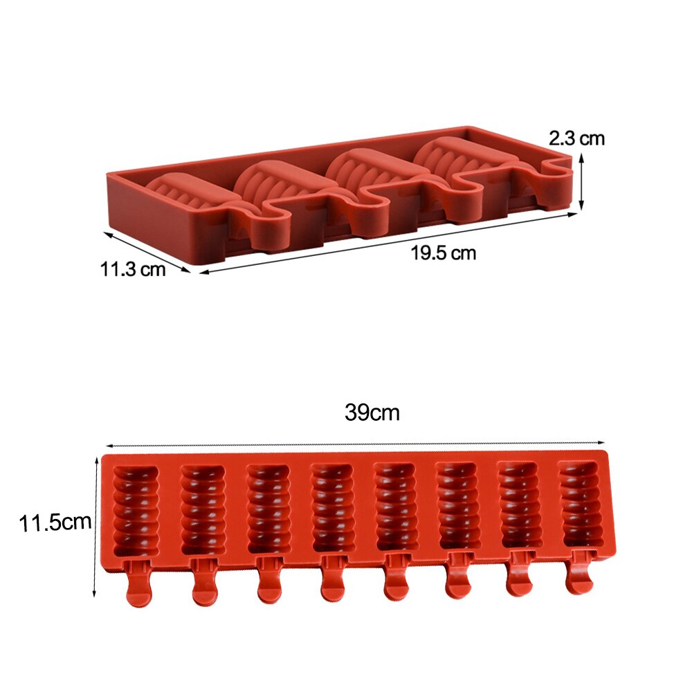 Molde de silicona para hacer helados de 3/4/8 cavidades, bandeja para hacer polos de Chocolate, cubo de hielo, palos de madera, herramientas caseras para postres