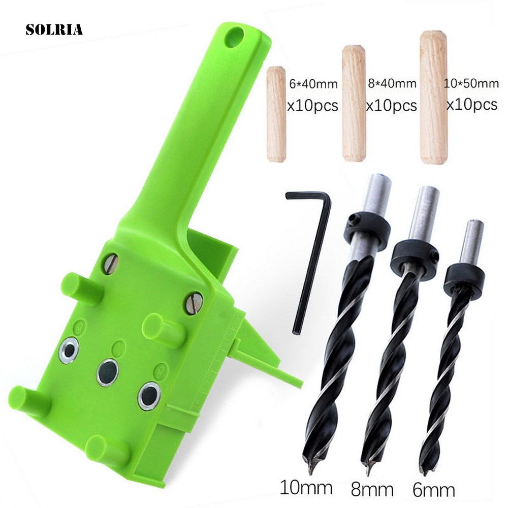 Fast Wood Tenon Fixture ABS Handheld Pocket Drilling Fixture System Tool 6/8/10mm Drill Bit Puncher for Woodworking Tenon Joint