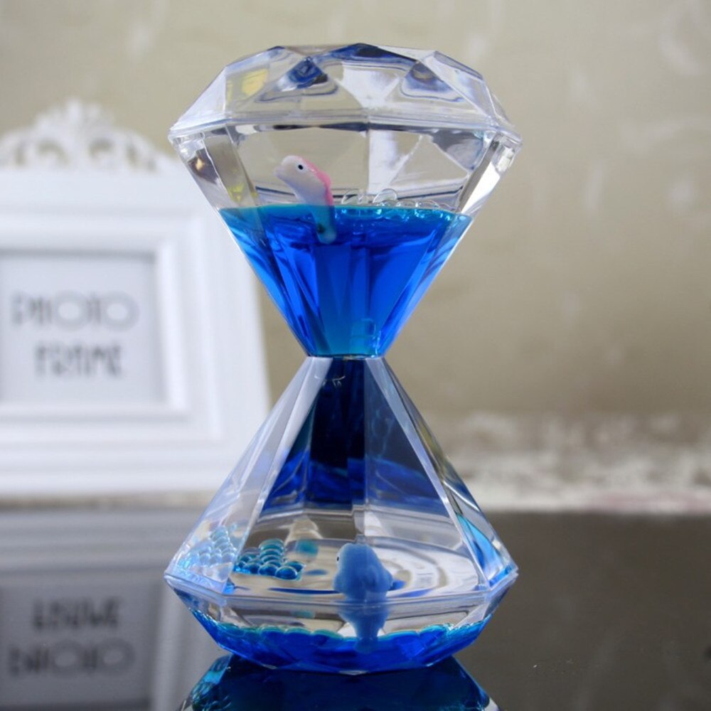 Sablier décoratif en plastique, diamant, fuite d&#39;huile, pingouin dans la vie Marine, poisson mignon, animaux de l&#39;océan, ornements de bureau, promotionnel: Blue