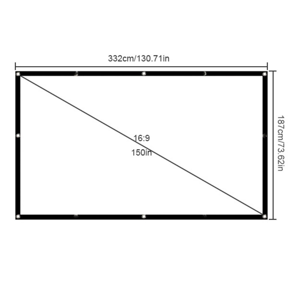 Portable Outdoor Movie Reflective Cloth 16:9 Projector Screen Fabric 60 84 100 120 130&#39; Screen Projection 3D Film Wall Mounted: 130 inch