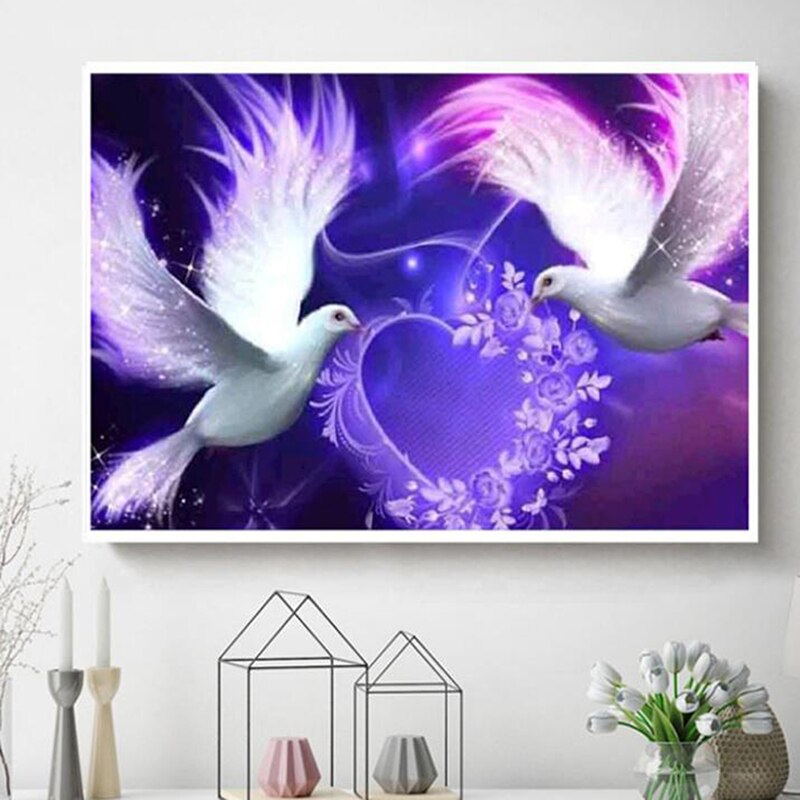 Picture Color Diamond Painting Plaster Embroidered Cross Stitch Couple Bird Bedroom Living Room Decorative Painting