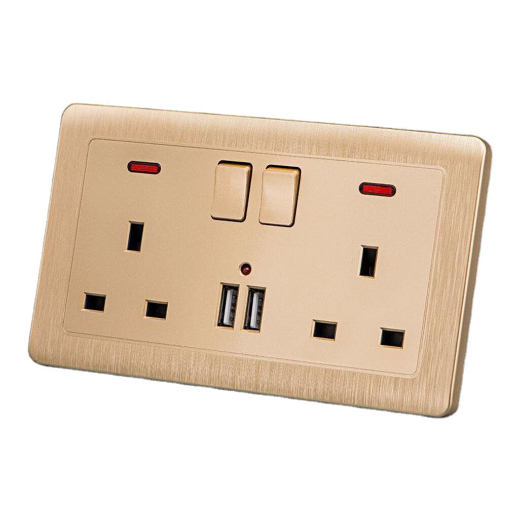 Double Wall UK Plug Socket 2 Gang 13A With 2 USB C Grandado