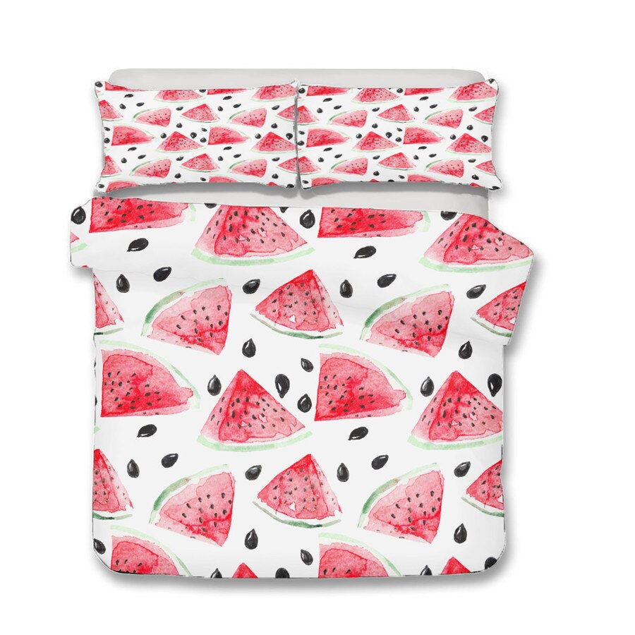 EINE Bettwäsche einstellen 3D Druckte Bettdecke Abdeckung Bett einstellen Wassermelone Früchte Heimat Textilien für Erwachsene Bettwäsche mit Kissenbezug # XG02