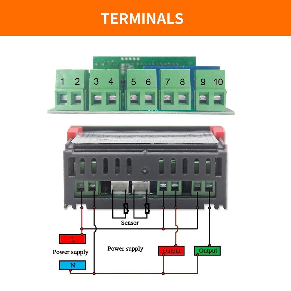 Dual Digital Display Thermostat Temperature Regulator Temperature Controller Double NTC Probe Heater Sensor Two Relay Output 24V