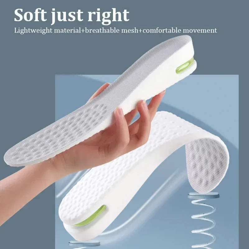 Plantillas para calzado deportivo con aumento de altura, insertos ortopédicos suaves y transpirables elásticos que absorben los golpes para hombres y mujeres con cojín de aire