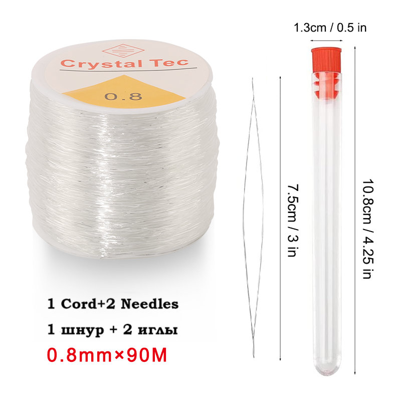 0.5-1.0mm przewód elastyczny koraliki na nitkach rozciągliwy sznurek Fibre Crafting Line do tworzenia biżuterii DIY koraliki Pony koraliki bransoletki: 0.8mm 90m 2Needles