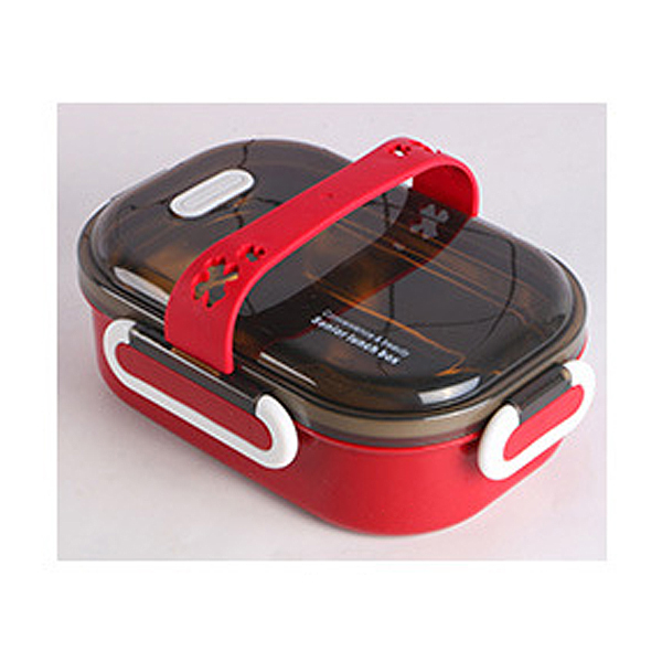 Portable Insulated Lunch Box Leakproof Stainless Steel Bento Box Office Worker Microwave Tableware Salad Food Storage Containers: Red / 1