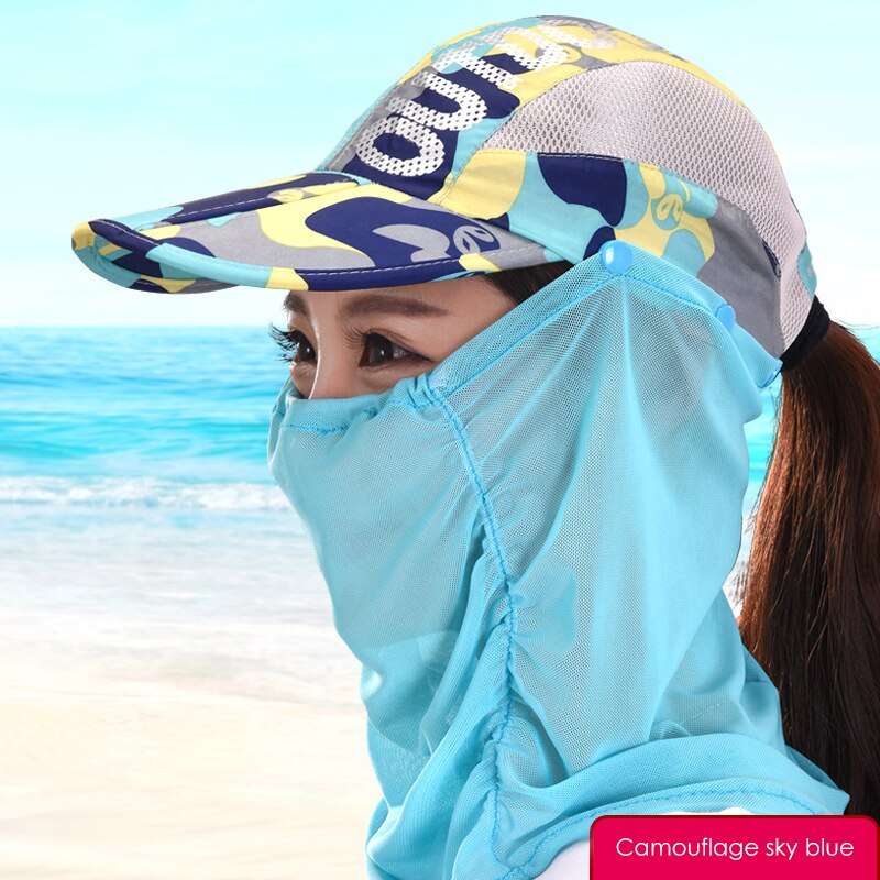 Women Foldable Sun Protect Baseball Cap With Removable Neck Faces Flap Cover Suitable For Outdoor Activity Farming Travel Hiking
