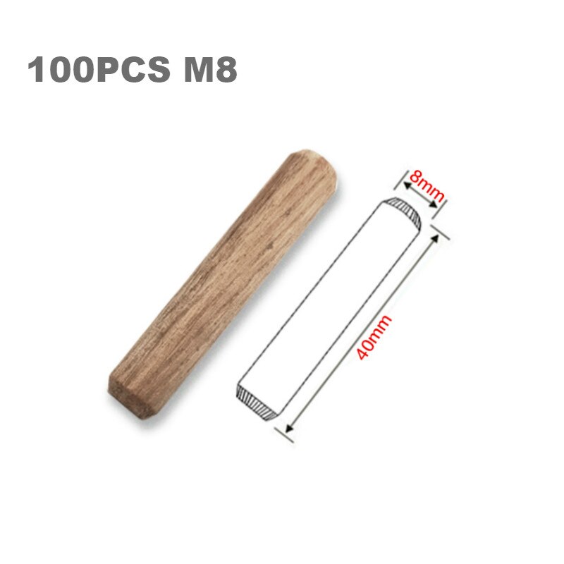 Conector de tuerca de rueda para muebles de carpintería, pasadores de espiga de madera, tornillo fijador para empalme de madera, 100 piezas: 100pc M8 Dowel