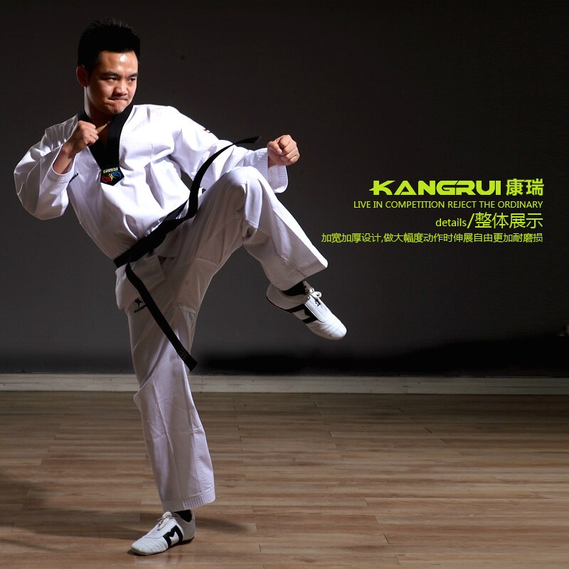 Best taekwondo uniform for child adult karate dubok WTF ITF cotton breathable fitness sport Suit Tae Kwon Do clothes