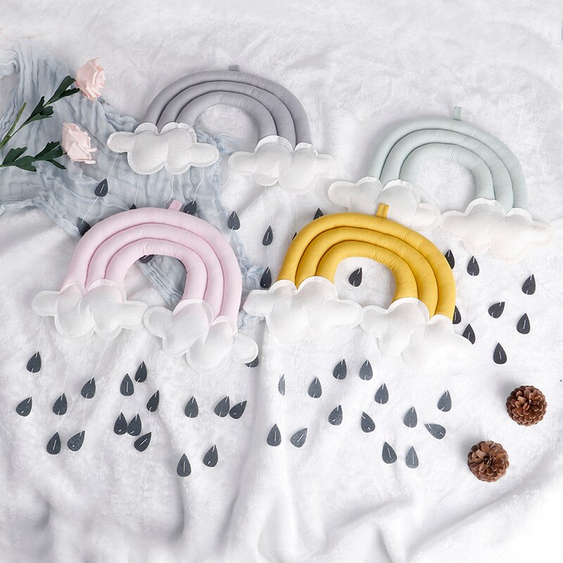 Tienda de campaña con colgante para cuna de bebé, accesorios de lluvia en la nube, colgante móvil de tela, accesorios de fotografía, decoración de habitación de bebé,